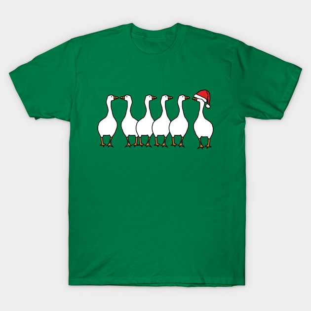 Christmas Six Geese A-Laying T-Shirt by ellenhenryart